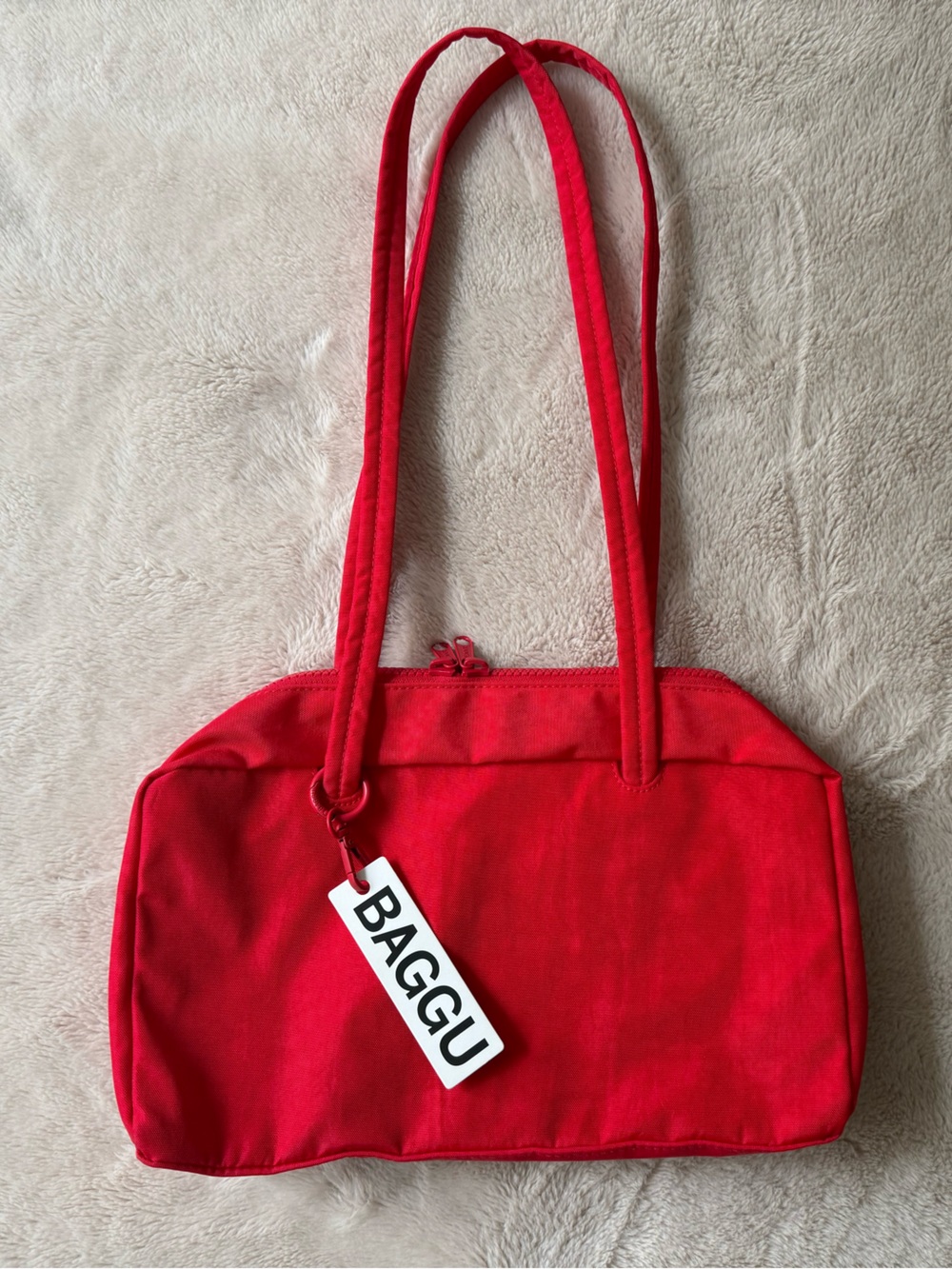 NWT BAGGU Nylon Bowler Bag Candy Apple